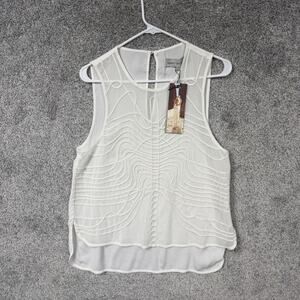 Bless'ed Are The Meek Tank Top 3 Mesh Embroidered Boho Festival Romantic Coastal